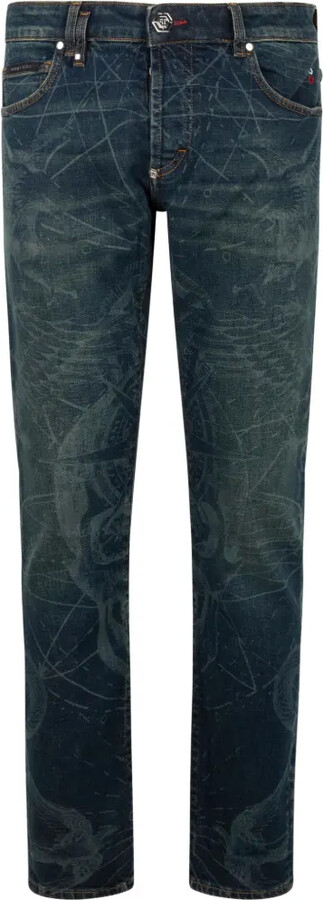Philipp Plein Printed Straight-Leg Jeans