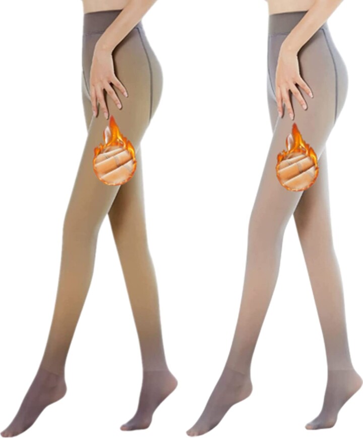 KUKEYIEE Tights for Women Warm Fleece Fake Translucent Tights Opaque