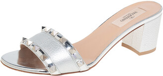 Silver Block Heel Shoe | Shop the world's largest collection of fashion |  ShopStyle UK