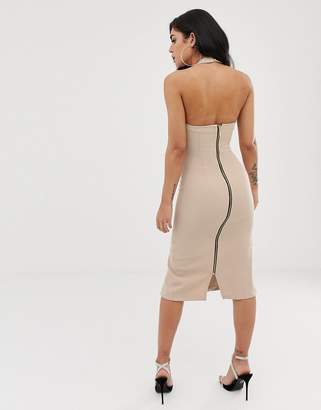 Vesper Double Thigh Split Midi Dress