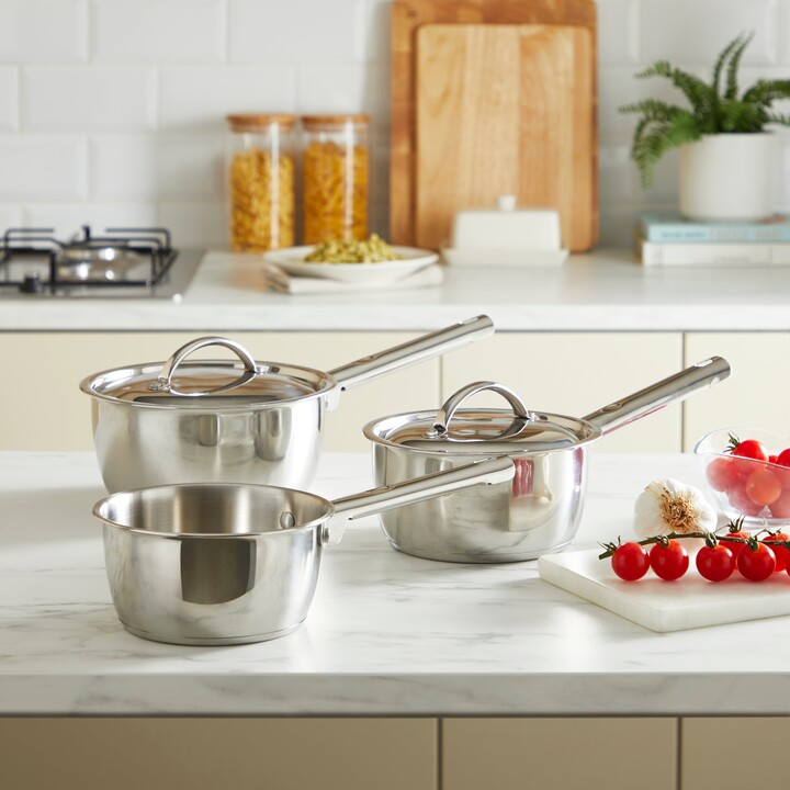 Dunelm 3 Piece Stainless Steel Pot and Pan Set Silver ShopStyle