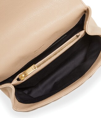 Saint Laurent College Medium Matelasse Lambskin V-Flap Crossbody Bag with Golden Hardware