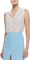 Thumbnail for your product : L'Agence Henley Sleeveless Metallic-Dot Top
