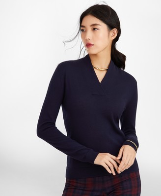 Brooks Brothers Silk-Cashmere Shawl-Collar Sweater