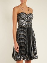 Thumbnail for your product : Maria Lucia Hohan Gaia Striped Pleated Lame Mini Dress - Silver Multi