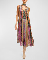 Thumbnail for your product : Equipment Lev Sleeveless Floral-Print Tie-Neck Midi Dress