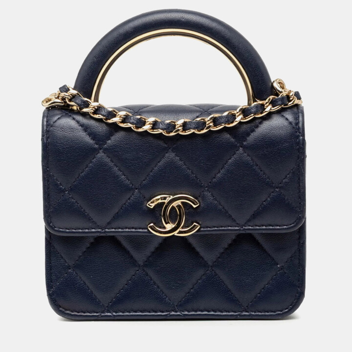 Chanel Matelasse Mini Chain Shoulder Bag In Navy Lambskin