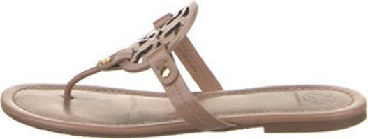 Tory Burch Leather Slides Neutrals Includes Dust Bag Designer
