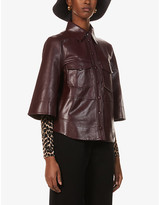 Thumbnail for your product : Ganni Patch-pocket leather shirt