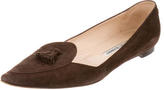 Thumbnail for your product : Manolo Blahnik Suede Pointed-Toe Loafers
