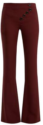 Chloé Mid Rise Flared Cady Trousers - Womens - Burgundy
