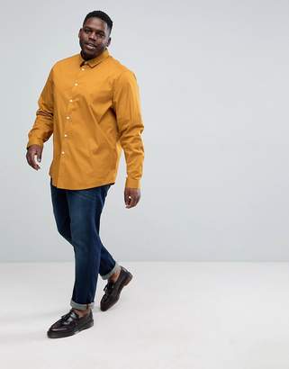 ASOS Plus Stretch Regular Fit Shirt In Mustard