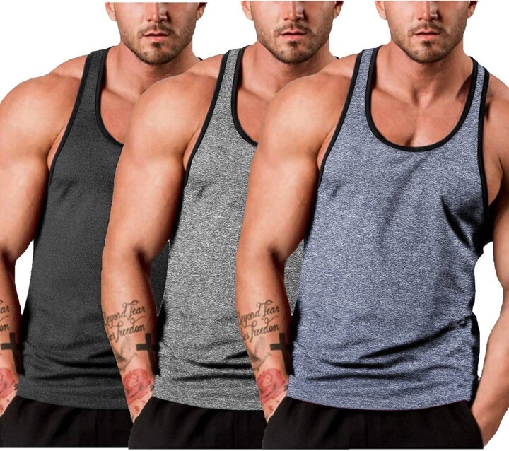 JINIDU Men's 3 Pack Gym Tank Tops Y-Back Workout Muscle Tee Sleeveless  Fitness Bodybuilding T Shirts - ShopStyle