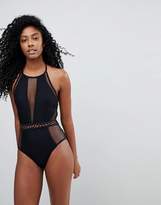 Thumbnail for your product : New Look Mixed Mesh Swimsuit