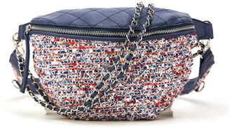 Like Dreams Distorted Print Weave Fannypack with Chain Embellishments