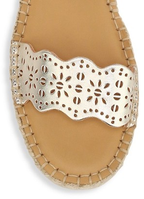Soludos Cadiz Wave Perforated Metallic Leather Espadrille Sandals