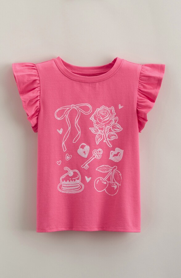 Tucker + Tate Kids' Flutter Sleeve Cotton Graphic T-Shirt