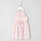 Thumbnail for your product : River Island Mini girls pink mesh trapeze prom dress