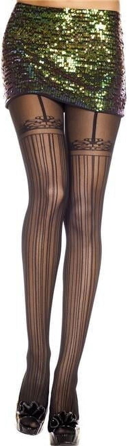 Music Legs Women’s Pin stripes suspender look spandex pantyhose