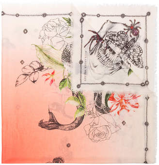 Alexander McQueen Multicoloured Botanical Print Wool Scarf