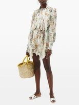 Thumbnail for your product : Zimmermann Wavelength Floral-print Silk Playsuit - Cream Print