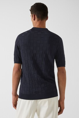 Reiss Bali - Basket Weave Half Zip Polo T-Shirt