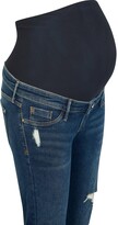 Thumbnail for your product : River Island Maternity Overbump Molly Distressed Detail Jean- Dark Denim