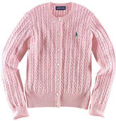 Thumbnail for your product : Ralph Lauren Childrenswear Long Sleeve Cotton Cardigan Sweater With Pony Player-WHITE-7-8