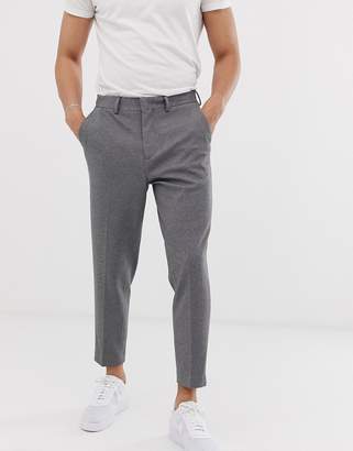 Selected tapered cropped pants with jersey stretch