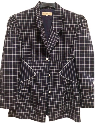 Hanae Mori Navy Wool Jacket for Women Vintage