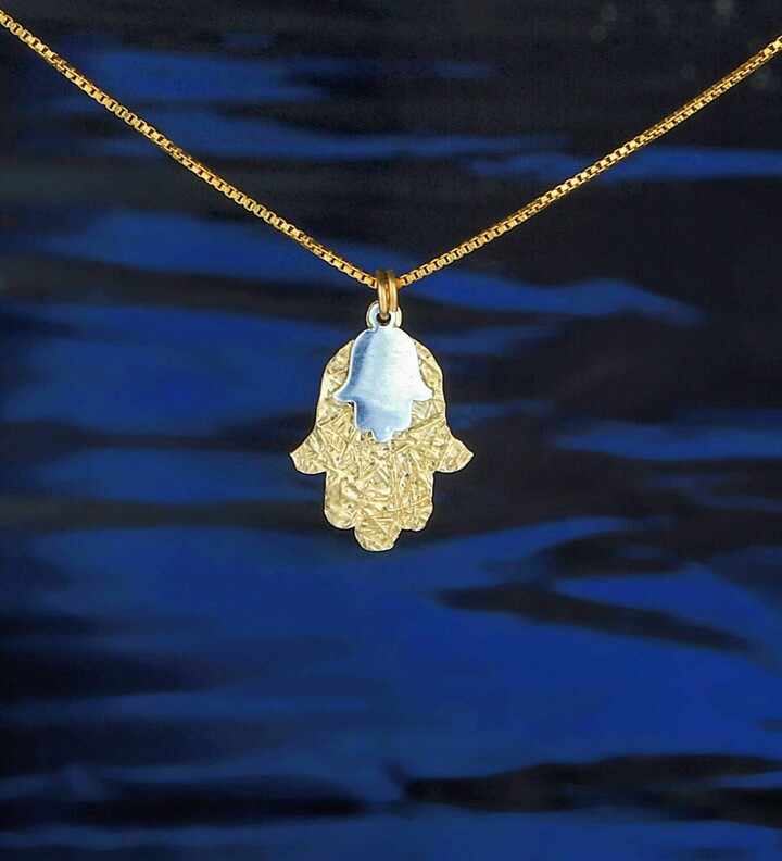 Etsy Goldfilled Hamsa Necklace Sterling Silver Accent Hand Of God