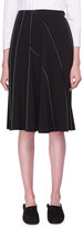 Thumbnail for your product : The Row Chouli High-Waist A-line Knee-Length Skirt with Topstitching
