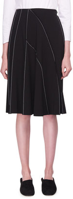 The Row Chouli High-Waist A-line Knee-Length Skirt with Topstitching