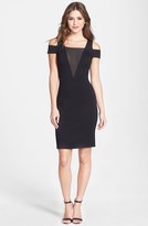 Thumbnail for your product : Halston Cold Shoulder Mesh Inset Ponte Knit Sheath Dress