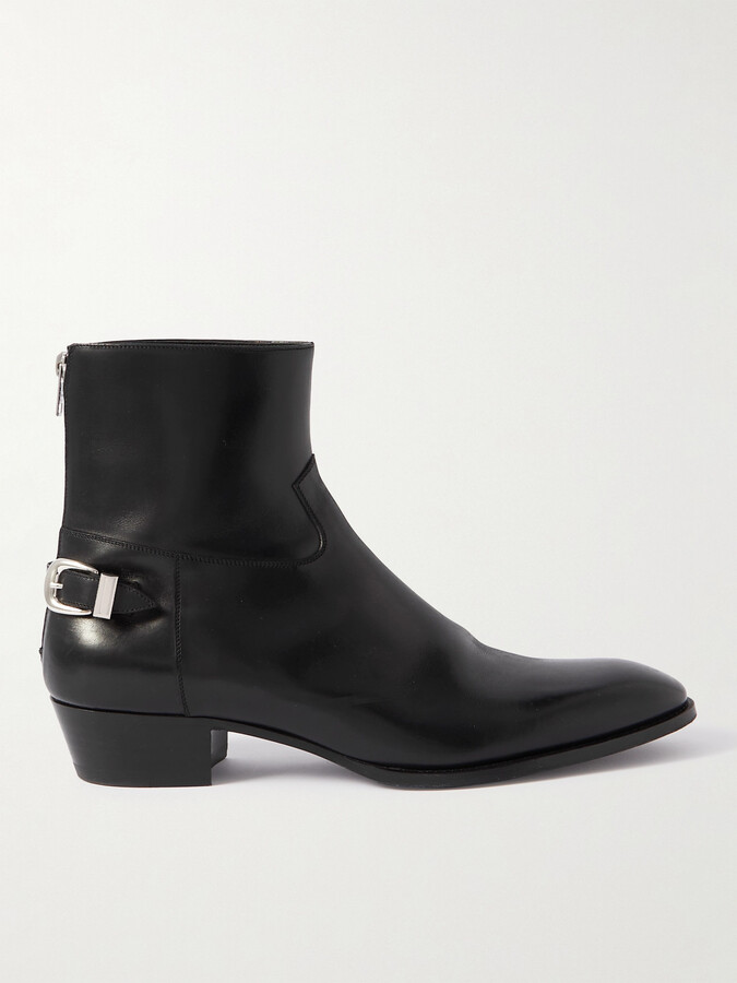 Celine Drugstore Buckled Leather Ankle Boots
