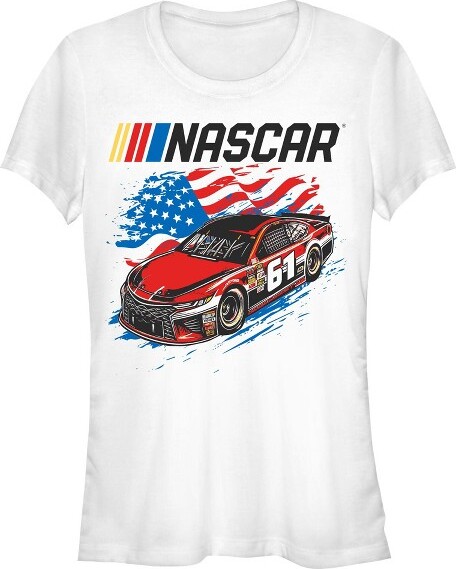 Nascar JuniorsWomensNASCARAmericanRacingCar61TShirt-White-2XLarge