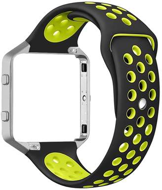 Fitbit Small Silicone Band with Silver Frame for Blaze - Black/Green