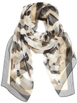 Thumbnail for your product : Givenchy tan and white and black geometric shape printed silk mesh scarf