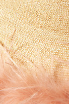 Thumbnail for your product : Gigi Burris Millinery Capri Feather-trimmed Straw Sunhat - Beige