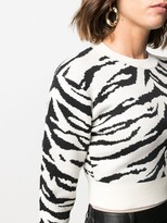 Thumbnail for your product : Self-Portrait Zebra-Print Cropped Jumper