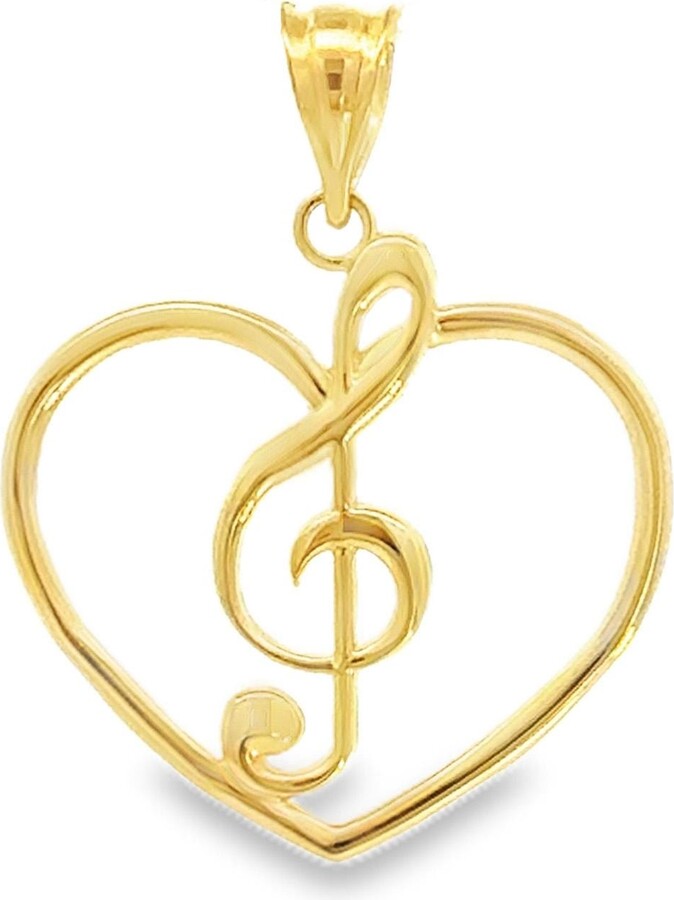 Etsy 14K Yellow Gold Heart G Clef Pendant Music Jewelry