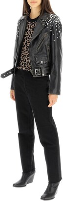 Golden Goose 'destiny' Leather Biker Jacket With Crystals