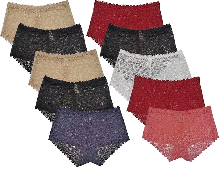 Trifolium High Waist French Knickers Floral Lace Panties Stretchy Sheer ...