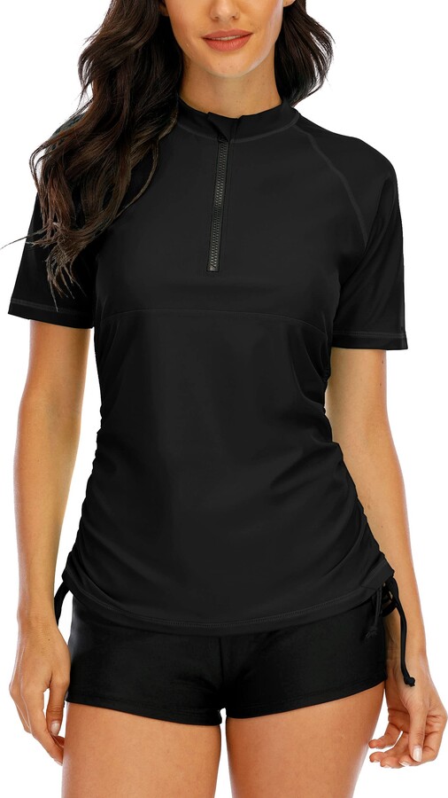 Halcurt Women's Long Sleeve Swimsuit UV Suit UPF 50+ Zip Protective ...