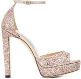 Thumbnail for your product : Jimmy Choo Pattie 130 glitter plateau sandals