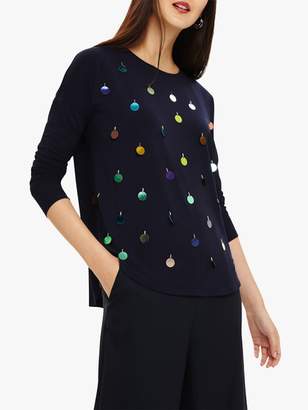 Phase Eight Sulky Sequin Top, Navy
