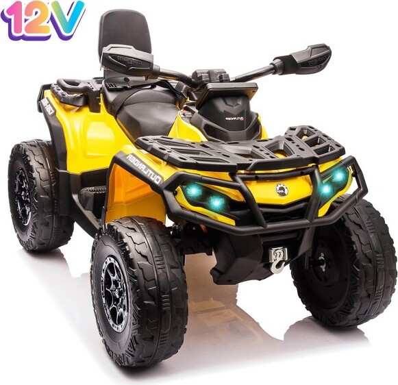 Garvee 12V 2-Seater Ride On ATV for Kids, Electric Car with Remote Control, 4x200W Motors, Bluetooth Music, LED Lights, Spring Suspension, Brown