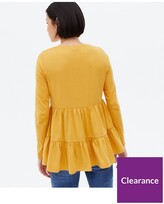 Thumbnail for your product : New Look Mustard Long Sleeve Tiered Peplum Crew Top