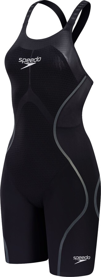 Speedo Women's Fastskin LZR Pure Intent 2.0 Closedback Kneeskin Tech Suit Swimsuit, Size 20, Black/Iridescent