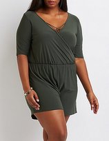 Thumbnail for your product : Charlotte Russe Plus Size Strappy Surplice Romper